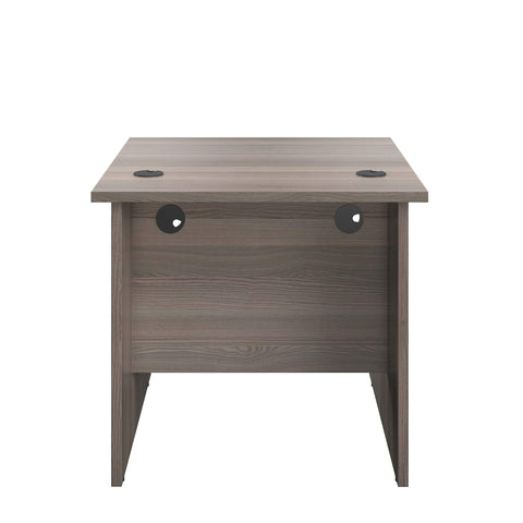 Office Hippo Heavy Duty Rectangular Office Desk, Home, Table, Integrated Cable Ports, 5 Yr Wty, MFC, Grey Oak, 80cm x 80cm