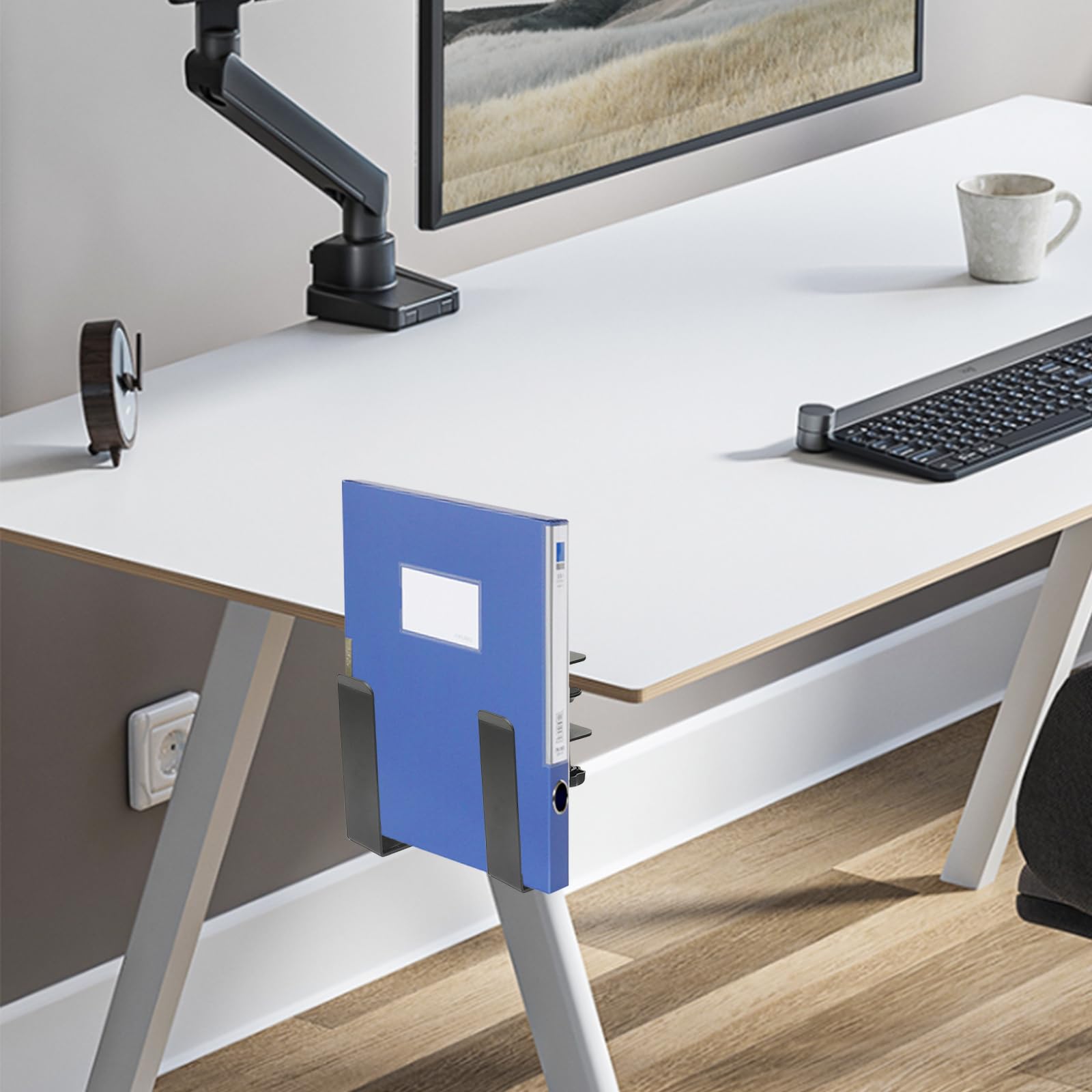 Yuecuu Desk Side Laptop Storage Holder Adjustable Under Desk Laptop Stand
