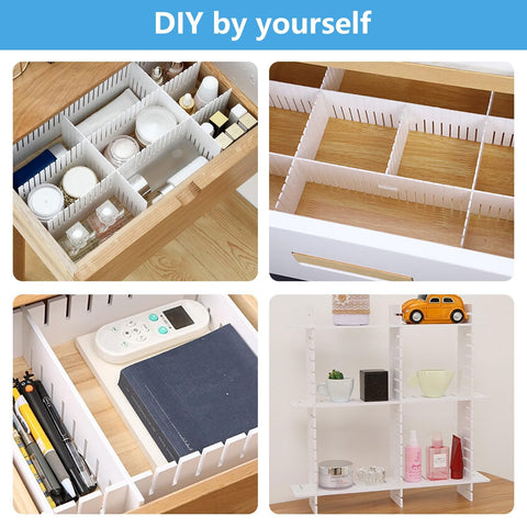 Tomoyuki 24pcs Drawer Dividers Adjustable, Drawer Organiser - White