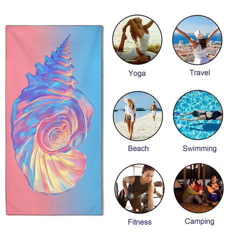 YISUMEI Pink Conch Beach Towels for Adults Extra Large 180 x 90 cm, Microfibre Lightweight Quick Dry Towel for Swimming Pool Cruise Travel Sports