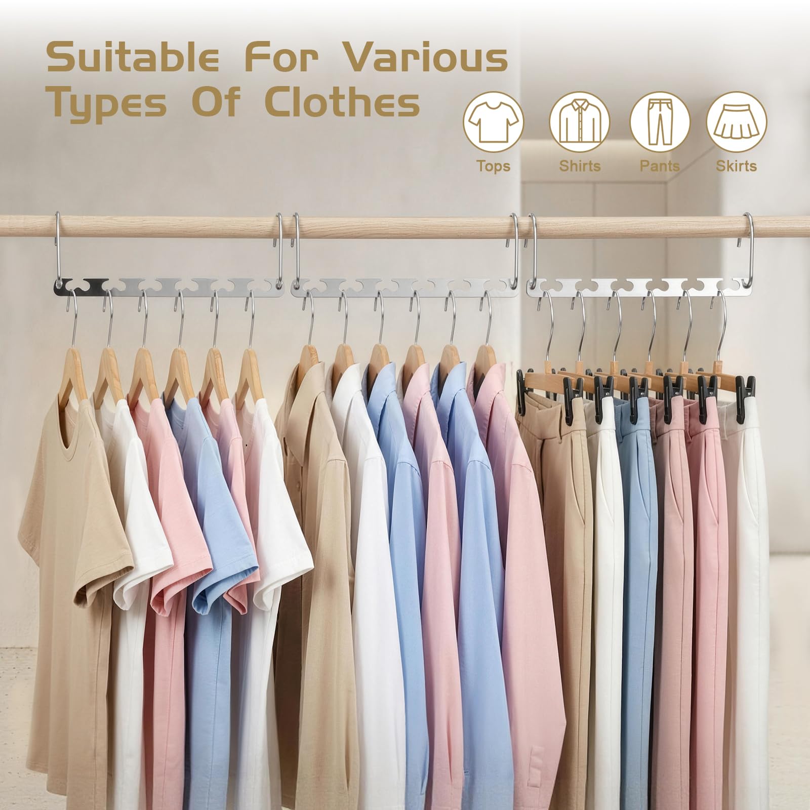 HOUSE DAY Space Saving Magic Hangers Pack of 20 Magic Hangers Metal Hanger Oragnizer Closet Space Saver Hangers