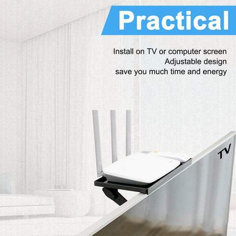 JXMTSPW TV Top Screen Shelf Adjustable Computer Monitor Shelf Storage Bracket Mount Hold Cable Media Box, Game Console, WiFi Router