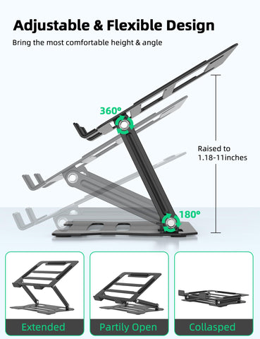 Rupoku Adjustable Laptop Stand, Ergonomic Laptop Riser Heat Vent Computer Stand for Desk