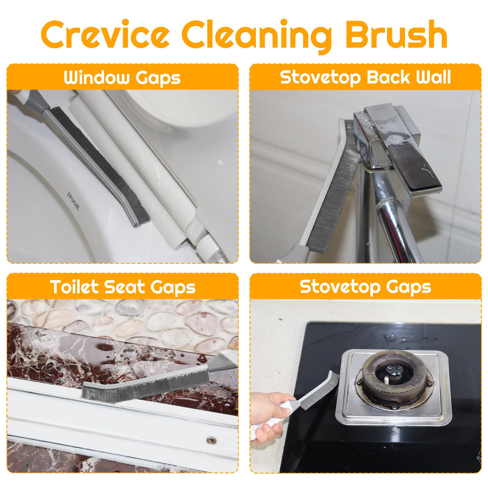 SUOXU Cleaning Brush Toilet Brush,Home Kitchen Bathroom Window Crevice Cleaning Brush,2 pcs Hard Bristle Magic Gap Cleaning Tool,Tile Groove Gap