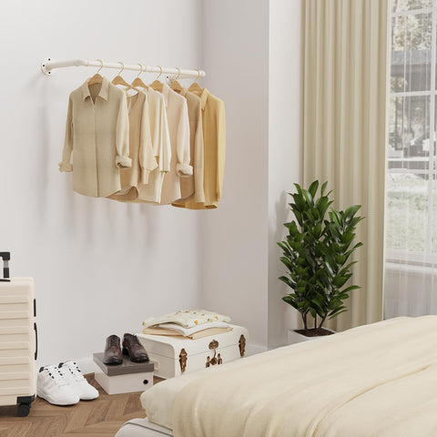 Yawinhe Wall Mounted Clothes Rail,80cm Pipe Clothes Rack,1 Pack,White