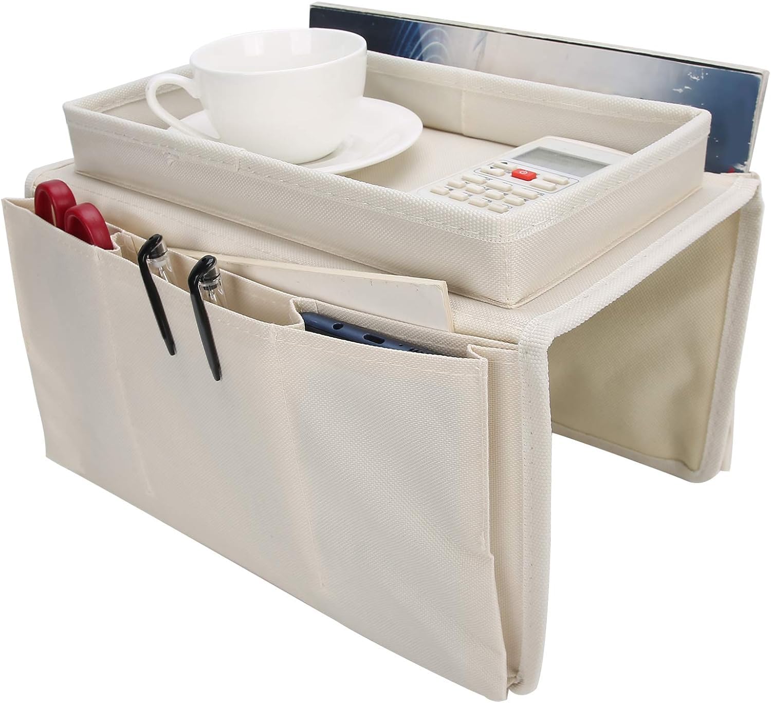 Sofa Armrest Tray Sofa Caddy Armchair Remote Control Holder Sofa Couch Caddy Pocket Organizer TV Organizer Sofa Organizer Bed Caddy with 6 Pockets