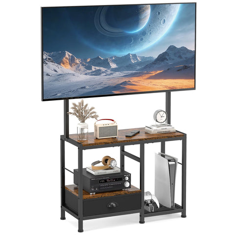 ikkle Universal TV Stand for 32-55 Inch Screens, Adjustable Television Stand with Mount, TV Console Table with Storage Shelf & Drawer
