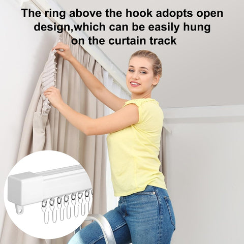 Uskerb Metal Curtain Hooks (20Pcs) - Versatile Track Hooks for Windows, Doors & Showers