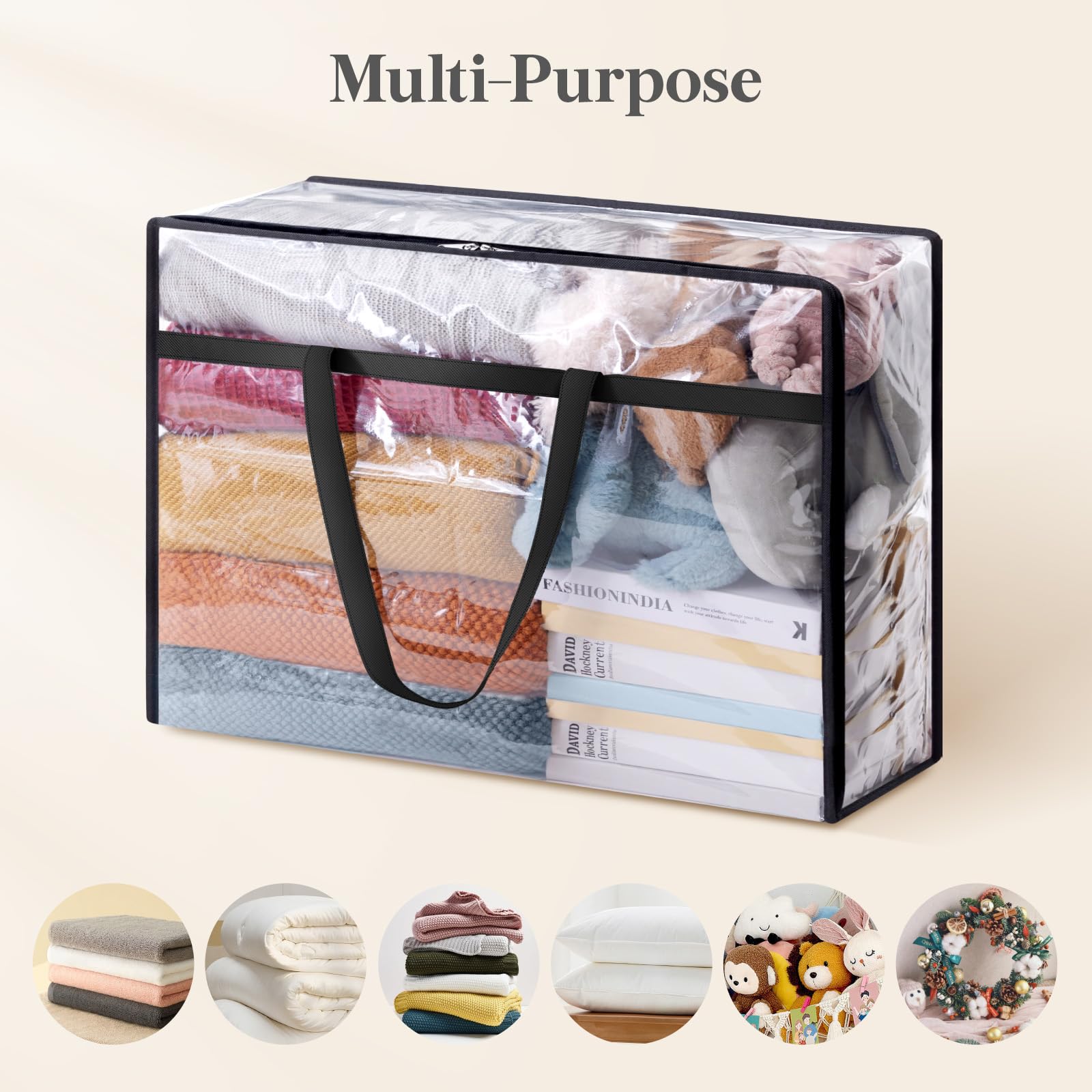 Lifewit 4 Pack Clear Storage Bags, 75L Plastic Clothes Storage Bags
