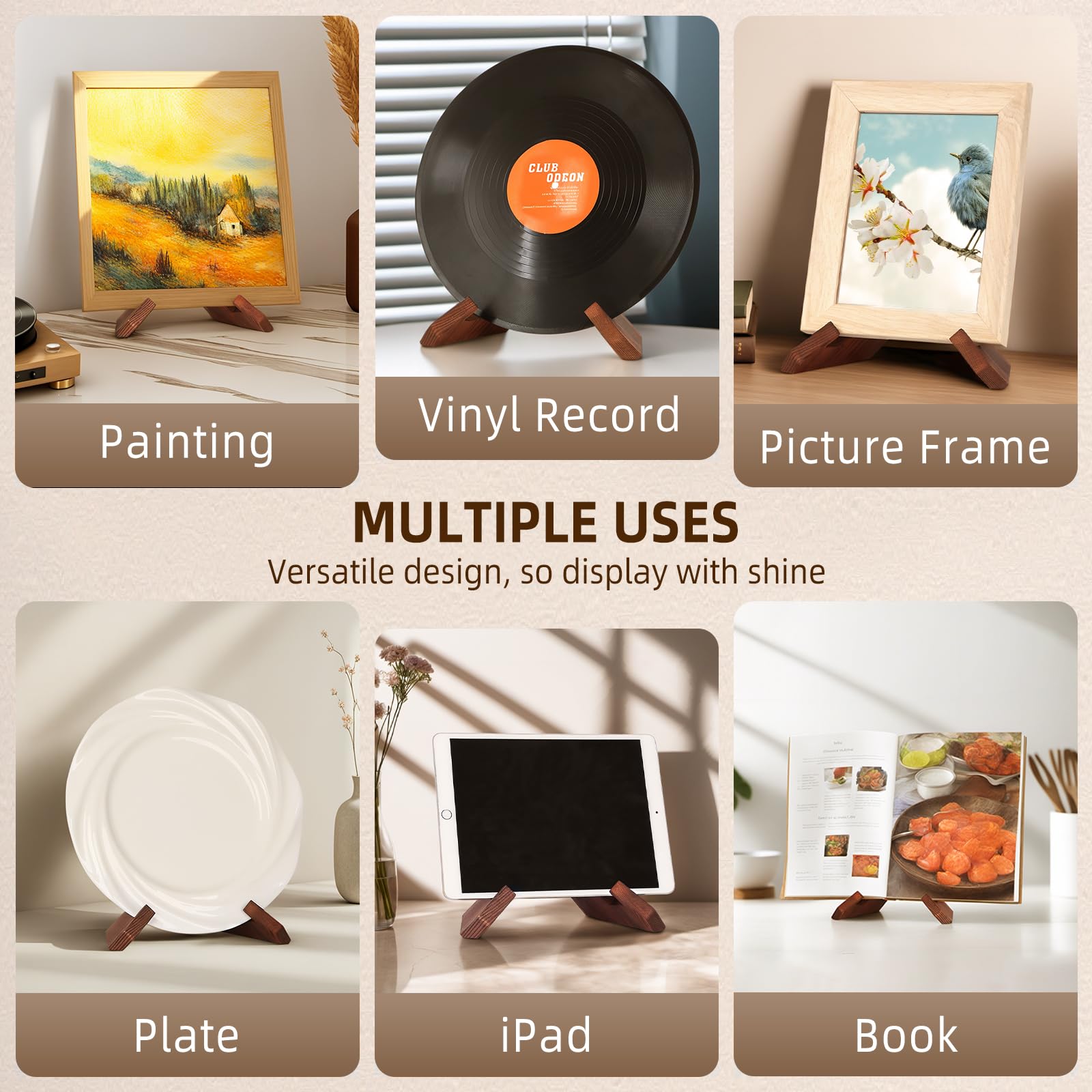 PUERSI Now Playing Vinyl Record Stand, Wooden Display Vinyl Holder Stand