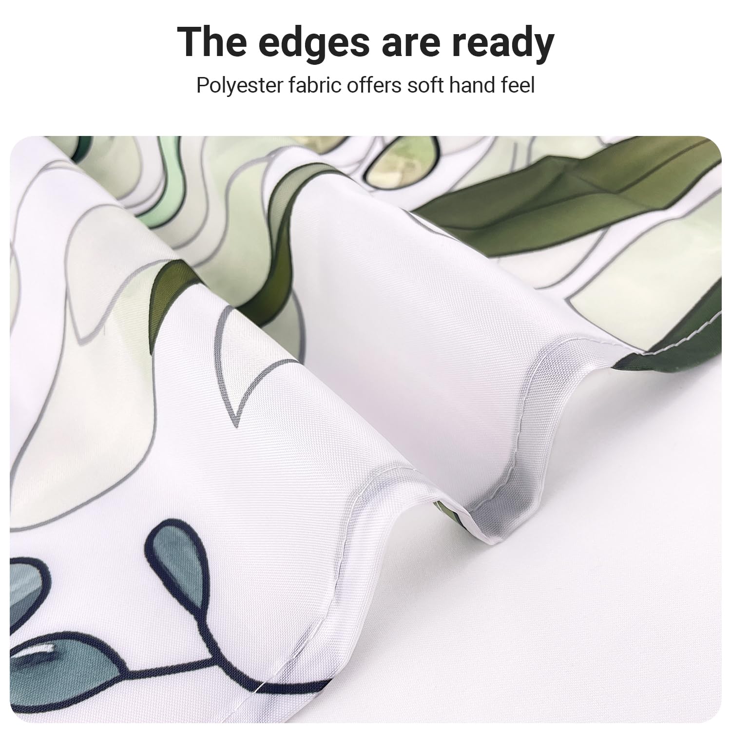 Lerores shower curtain 100x200cm (39x78 inch) Green Leaves Pattern, Weighted Hem Anti-Mold Textile, Water-Repellent