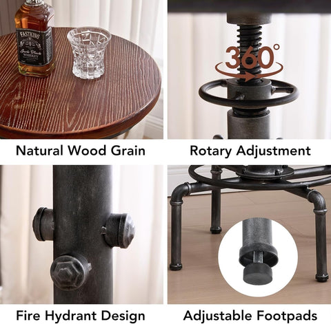 Topower Industrial Bar Table 31.5-41.3" Adjustable Pub Table Kitchen Dining Coffee Bistro Table Silver