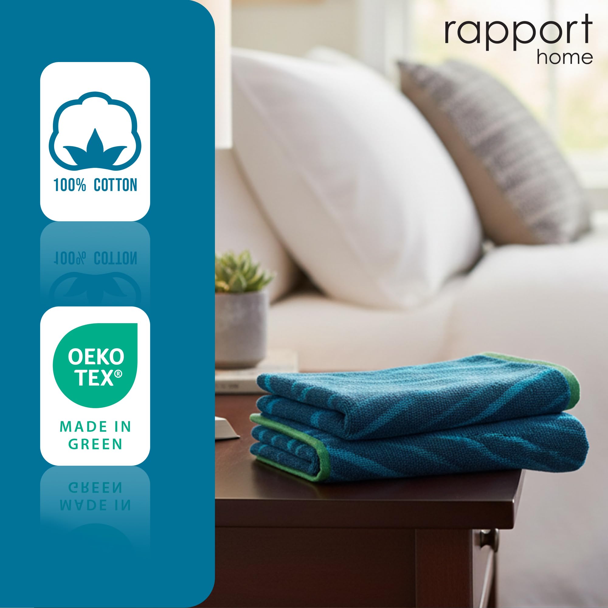 Rapport Home Helix Face Towels 2 Pack, 30x30cm 100% Cotton - Ocean Blue