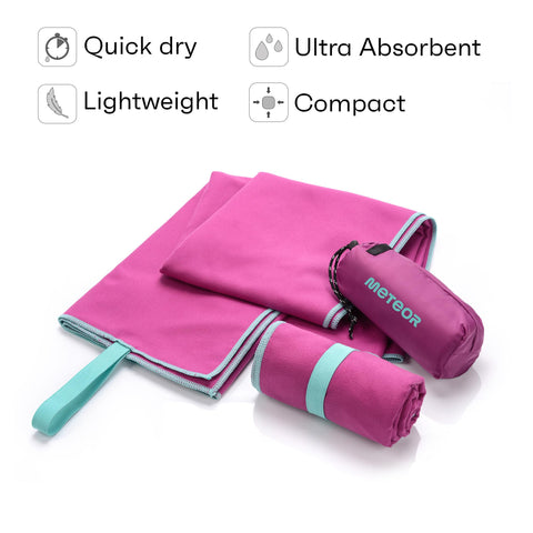 meteor microfibre towel – Lightweight travel towel for gym, swimming, backpacking – Compact & quick-dry gym towels with carry pouch