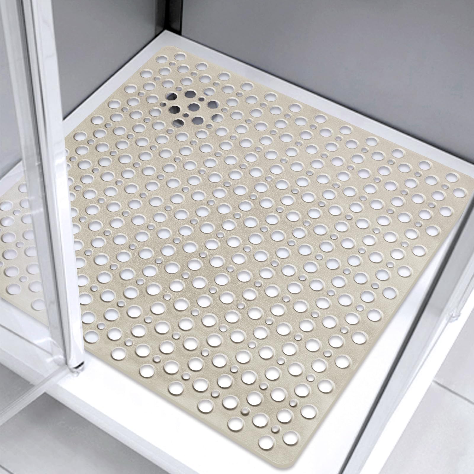 EIVINJE Shower Mat Non Slip Anti Mould: 53 x 53 cm Square Shower Mats for Inside Shower