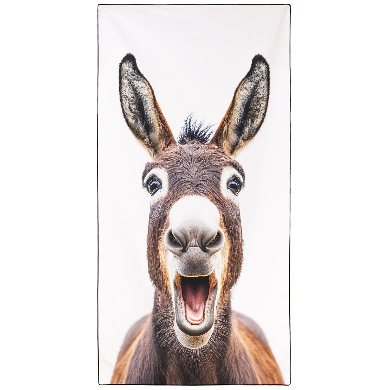 Violetpos Laughing Donkey Beach Towel, Extra Large 180x90 cm 250GSM Microfibre, Sand Free Quick Dry