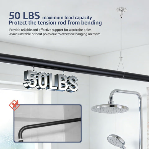4 Pcs Ceiling Support for Closet Rod 2m/78.74inch Adjustable Closet Rod Support Bracket Stainless Steel Ceiling Supports Assembly