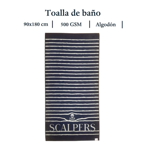 Scalpers Towel 90x180 cm 100% Cotton 500GSM Navy Striped Home