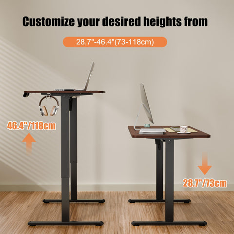 ERGOMAKER Electric Standing Desk 120x60cm, 2 Memory Presets, Black Walnut