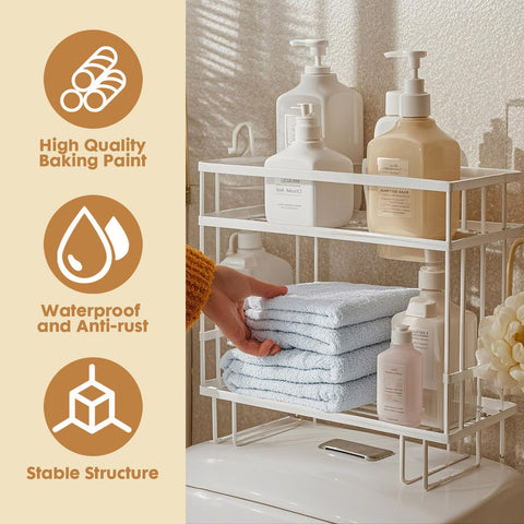 Pinkgarden Over-the-Toilet Storage Shelf, Large Capacity Bathroom Organizer, No-Drill Installation, Rust-Resistant Thick Steel