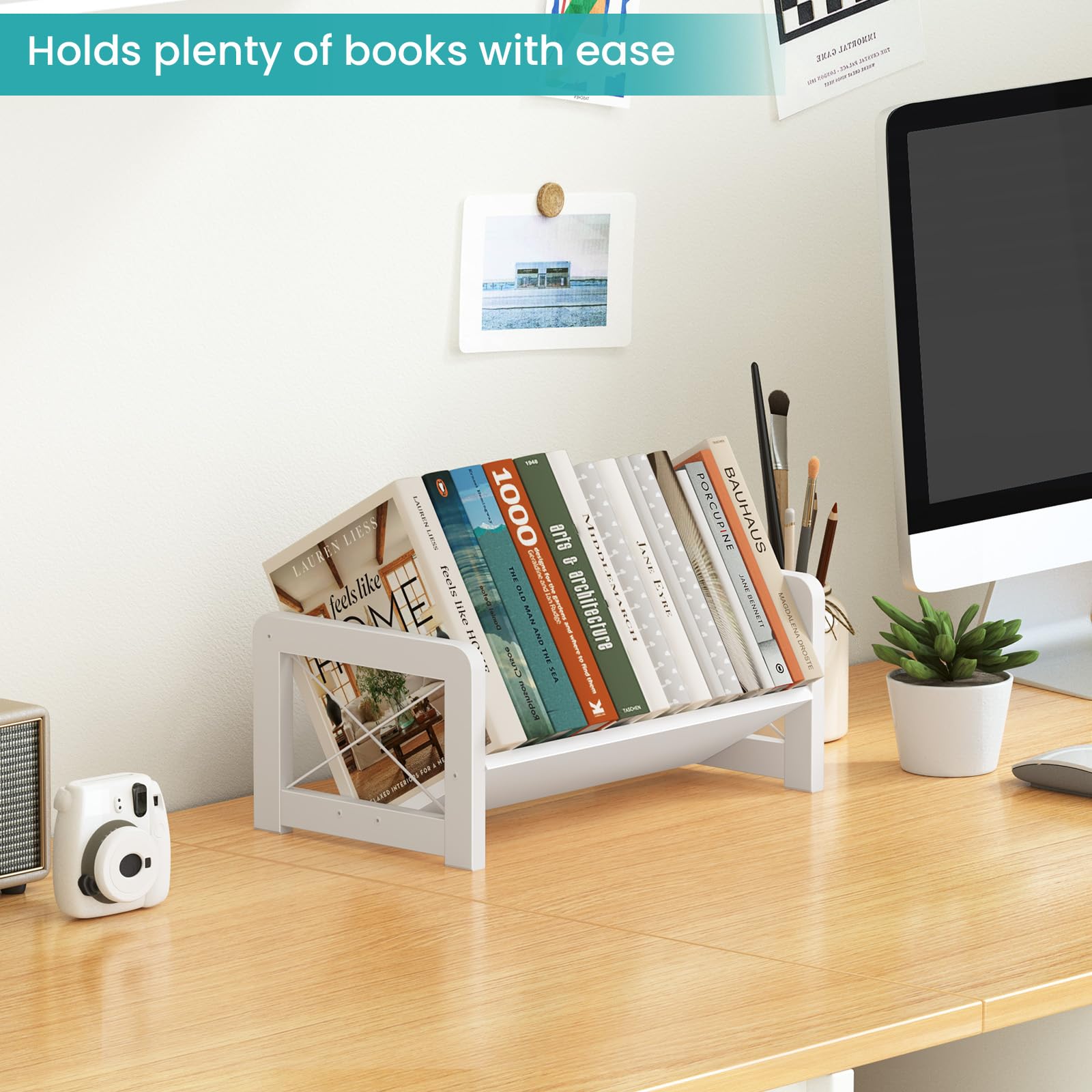 ELITEROO Mini Bookshelf for Desk, Desktop Bookcase, Single Cookbook Shelf, Tabletop Book Storage Rack, Tiny Book Organizer for Book Display & Storage