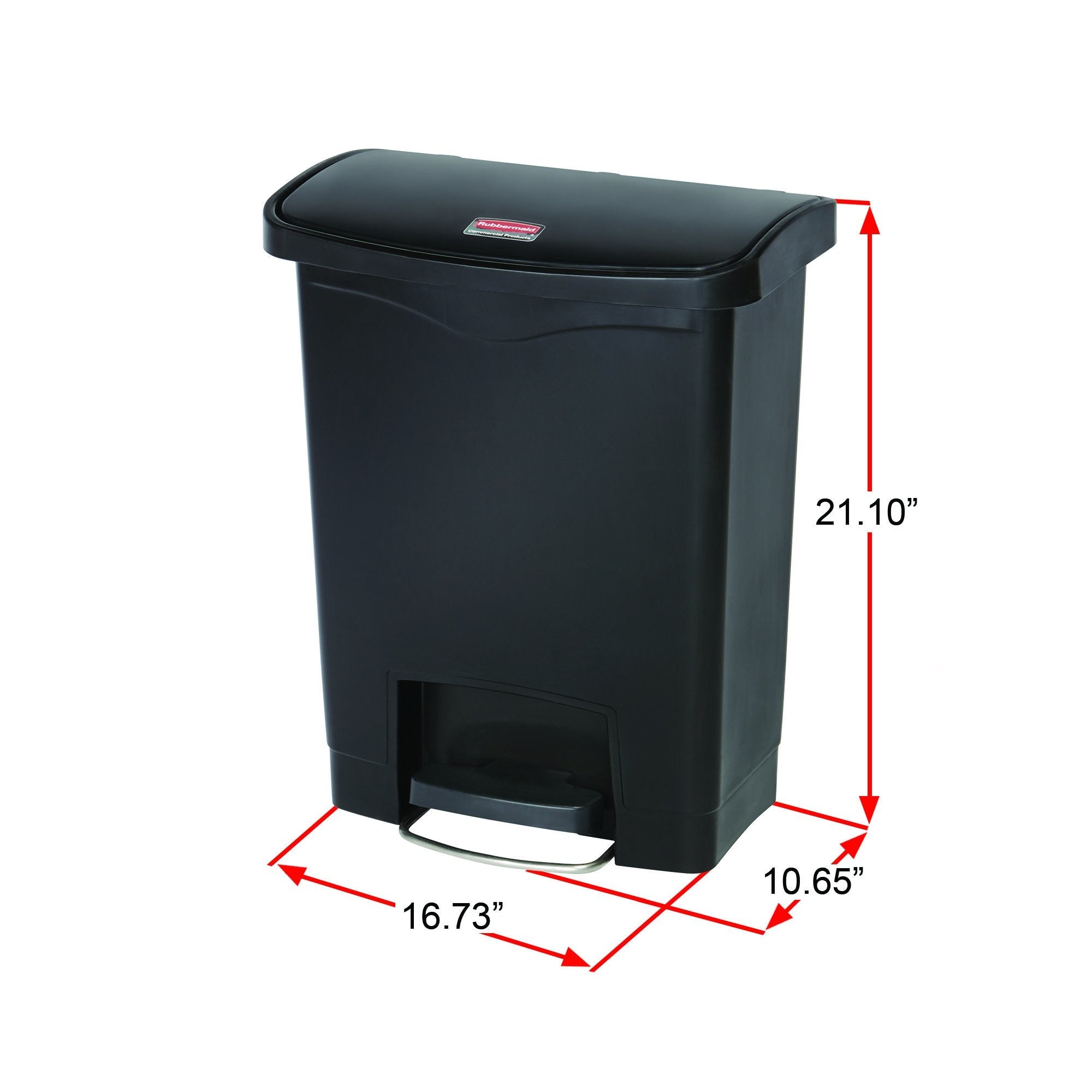 Rubbermaid Commercial Products Slim Jim Step-on Resin Front Step Waste Receptacle Bin 30 Litre Grey 1883600