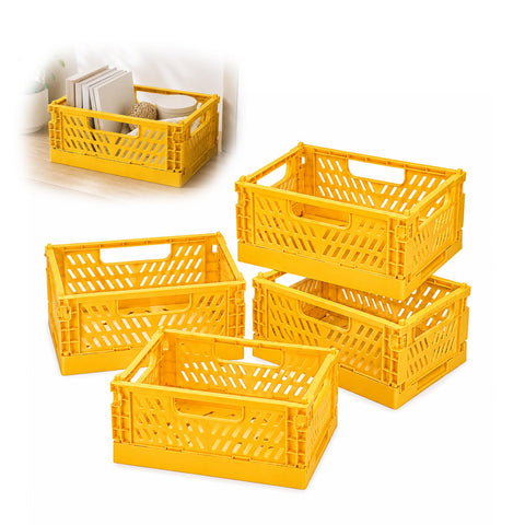 PIANKEKE 4 Pcs Collapsible Storage Boxes, Stackable Storage Baskets, Folding Crates, Foldable Basket
