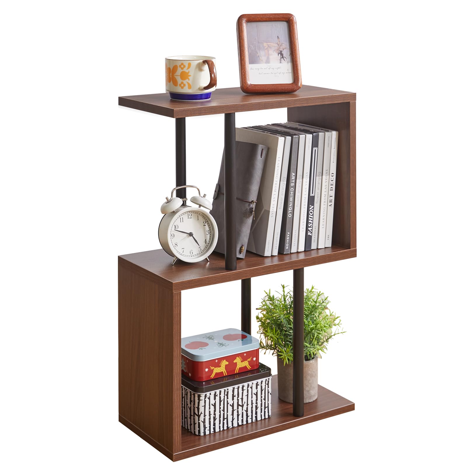 Aibiju S-Shaped Side Table, 3-Tier End Table with Open Storage Shelves, Non-Slip Feet, Modern Style Nightstand