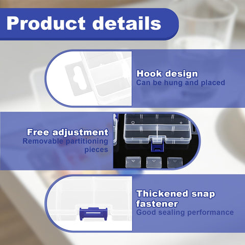 TONGIHS 6 Pcs Bead Storage Box,for Collecting Small Items,Transparent