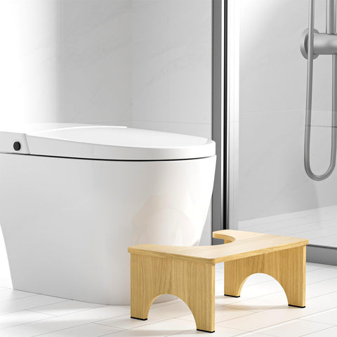 Folding Bamboo Squatting Potty for Adult Toilet Stool, 7 Inch Non-Slip Toilet Poo Stool Adult, Kids Aid and Seniors, Portable and Space-Saving