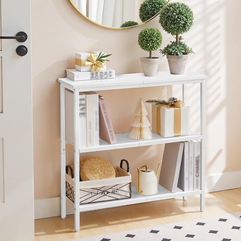 HOOBRO Console Table for Hallway Slim, 3-Tier Narrow Console Table, Hallway Table with 3 Shelves, Slim Sofa Table for Small Spaces, Living Room