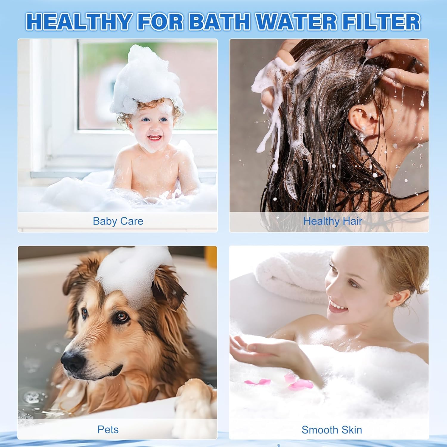 Bath Filter for Baby and Adults with Shower Ball and Shampoo Brush