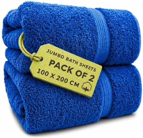 EDB 2X Extra Large Super Jumbo Bath Sheets Towels 100 cm W x 200 cm L Body Wrap Premium Quality 100% Egyptian Cotton Beach, Gym, Spa