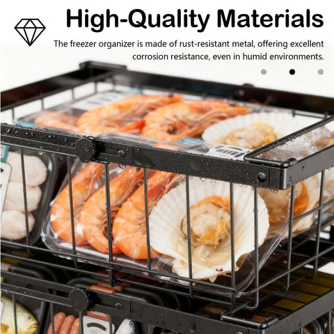 2 Pack Expandable Chest Freezer Baskets, Stackable Freezer Storage Baskets for 140L-570L Chest Freezers