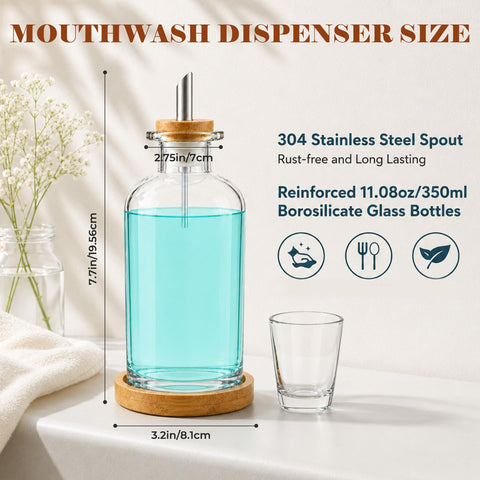Glass Mouthwash Dispenser for Bathroom 11.8oz/350ml