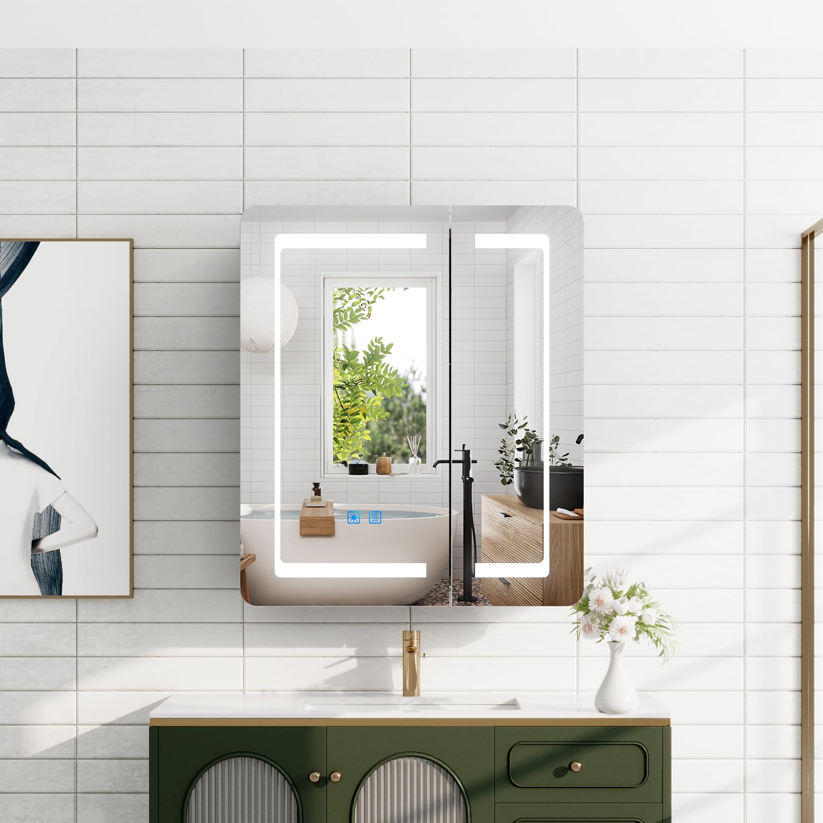 LUMIRRORS® LED Bathroom Mirror Cabinets with Shaver Socket 60x70cm Black