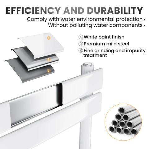 ELEGANT 1600 x 600mm White Flat Panel Bathroom Heated Towel Rail