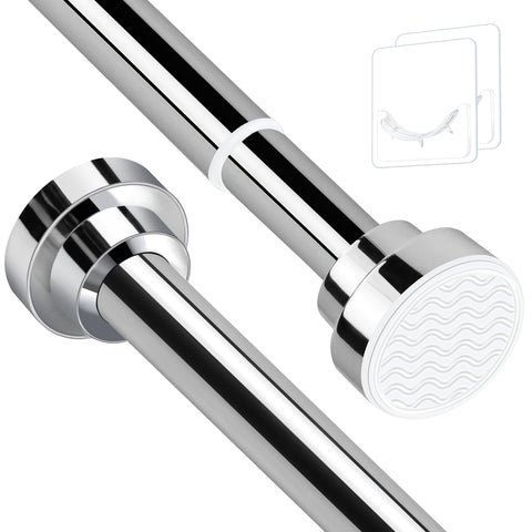 Stainless Steel Extendable Shower Curtain Rod Tension Pole (72cm-130cm),including 2 Holders,Net Voile Curtains Rail,Adjustable Telescopic Rods