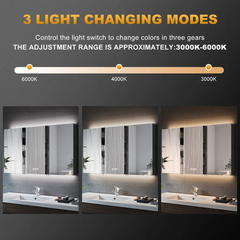 ELEGANT Triple Door Bathroom Mirror Cabinet with Shaver Socket, 1000x600mm