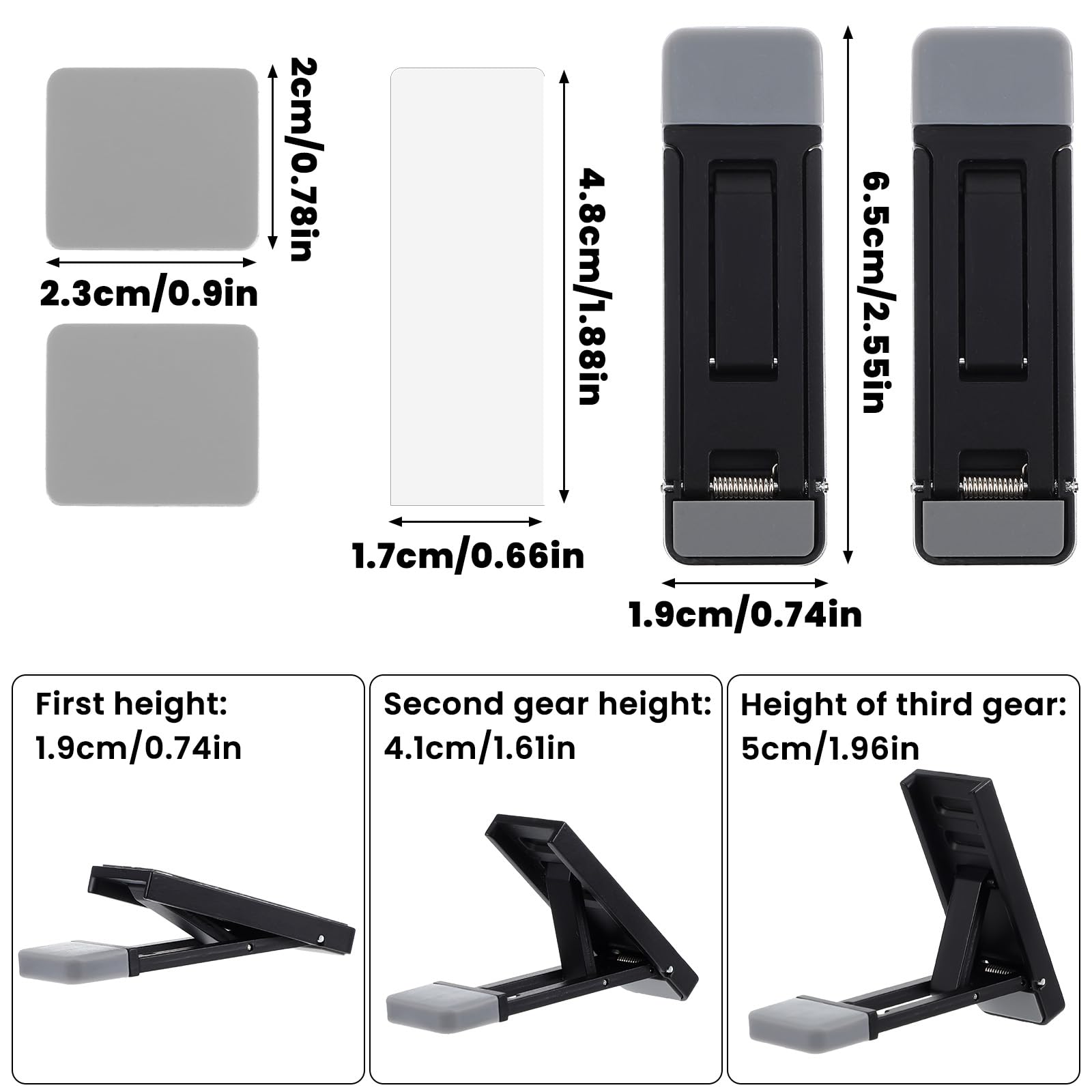 AOZUO 2pcs Mini Portable Laptop Stand for Desk, Portable Keyboard Riser Three Tilt Angle Adjustable Foldable Invisible Laptop Riser Self-Adhesive