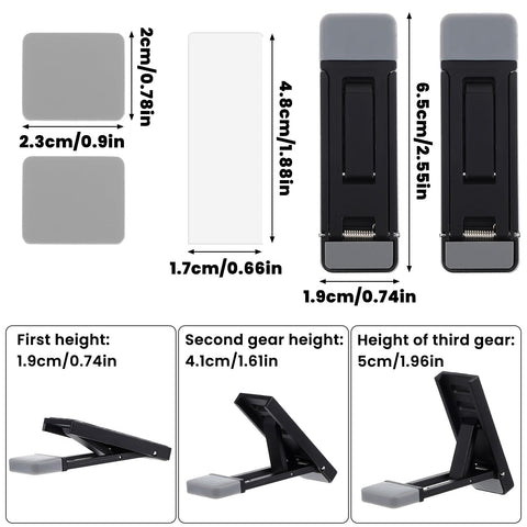 AOZUO 2pcs Mini Portable Laptop Stand for Desk, Portable Keyboard Riser Three Tilt Angle Adjustable Foldable Invisible Laptop Riser Self-Adhesive