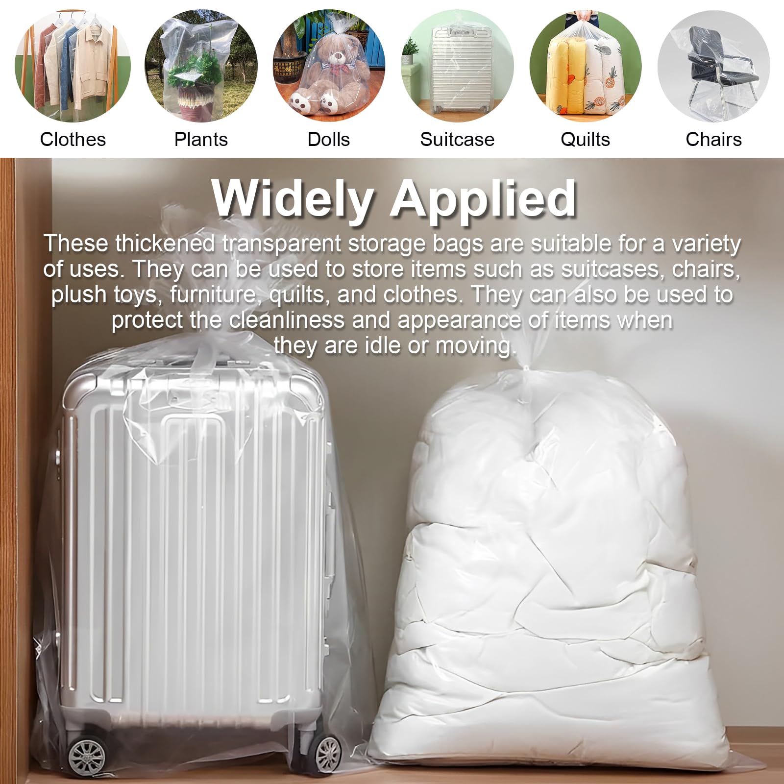 MAIXINNEW 4 Pcs Extra Large Clear Plastic Bags for Furniture 90x120cm