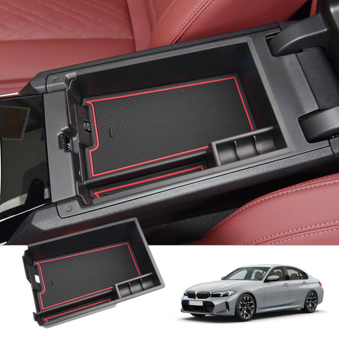 BIXUAN Compatible with BMW 3 Series (G20) G21 G28 2019-2024 4 Series (G22/G23/G26) i3 i4 Centre Console Storage Box Non-Slip Mat Storage Compartment