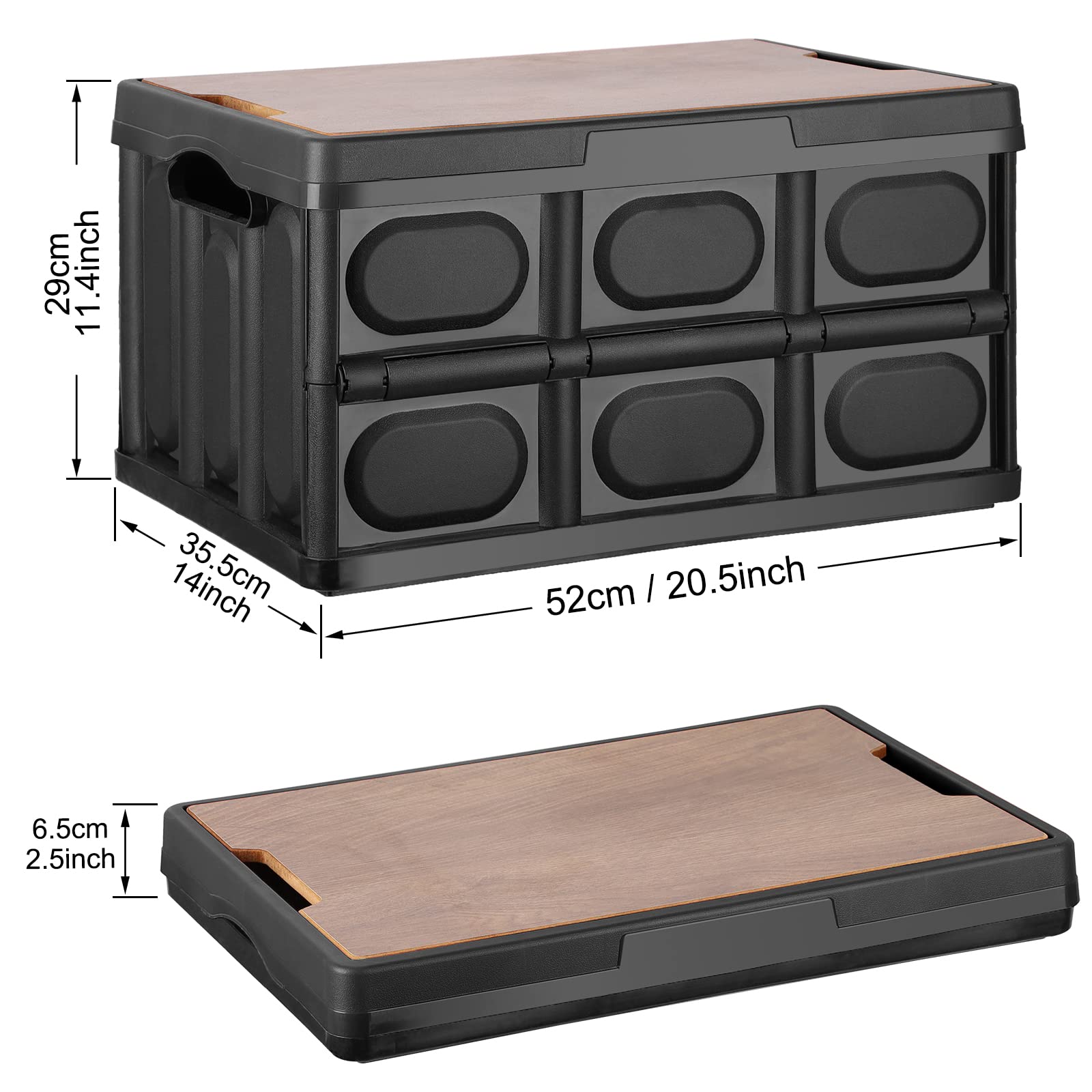 Tuevob Folding Storage Bin with Lid 30L Storage Box Container Stackable Shelf Baskets Cloth Closet Car Organizer Outdoor Picnic Transport Box Clothes
