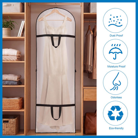 Dntorx 4PCS Long Dress Bags Covers PEVA Wedding Dress Bags 71in, White