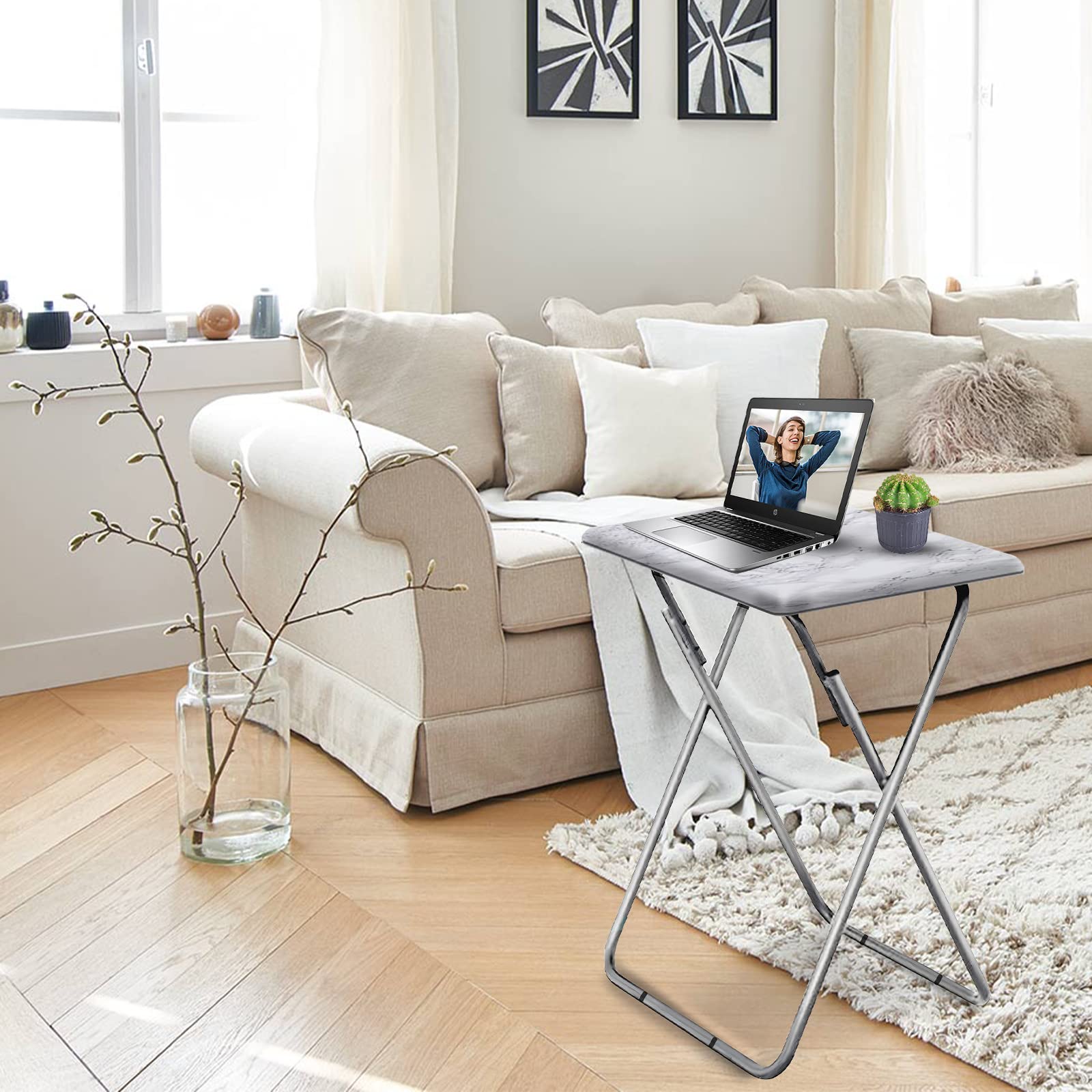 Small Folding Table, Folding Coffee Tables, Side Table 2 Set, TV Tray Table