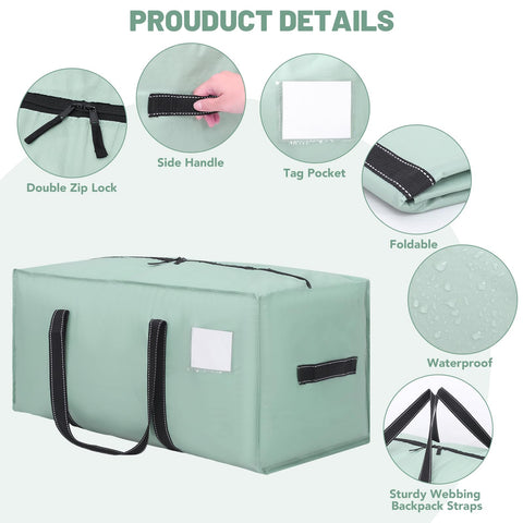 Dntorx 4 Pack 90L Moving Bags, Waterproof Storage Totes, Green