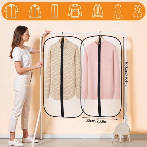 12 Pack Garment Bags, PEVA Translucent Clothes Covers, Suit Bag 40in