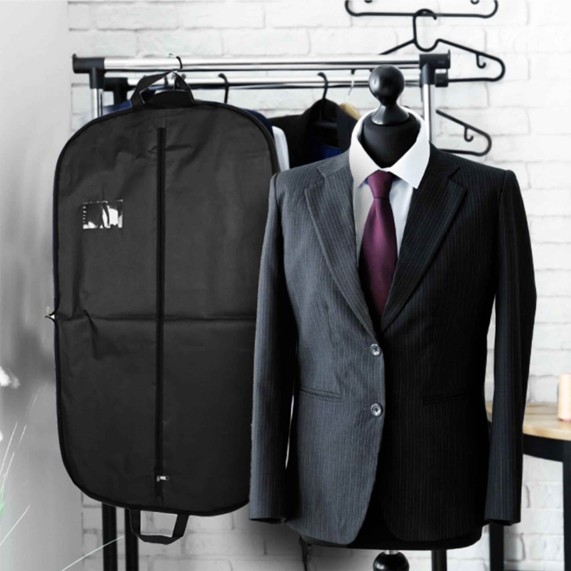 Hoesh UK - Black 44" Waterproof Mens Suit Garment Protection Carrier - clothes bags, suit bag for men, travel garment bags, suit covers