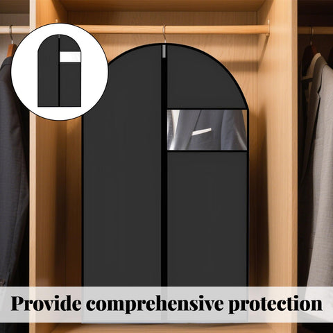 2 PCS Suit Bags with Clear Window,Foldable Suit Covers for Hanging Clothes,Dust-Proof Zippered Garment Bags